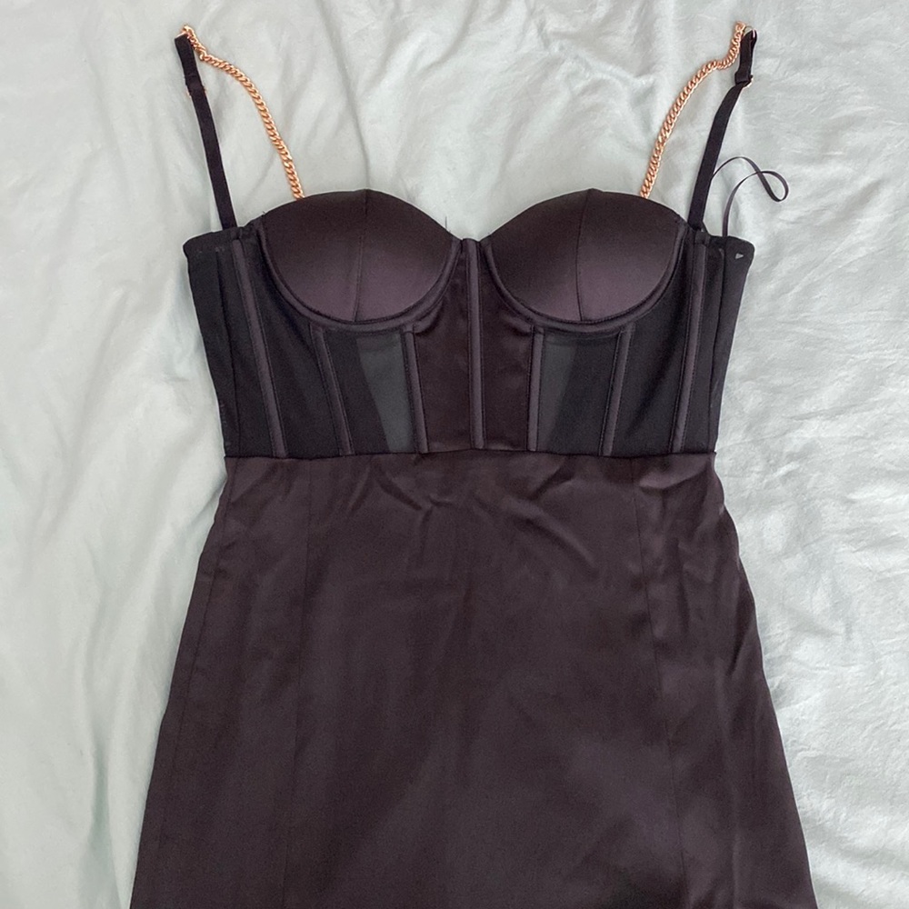 black corset midi dress